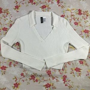 White Long Sleeve Crop Top